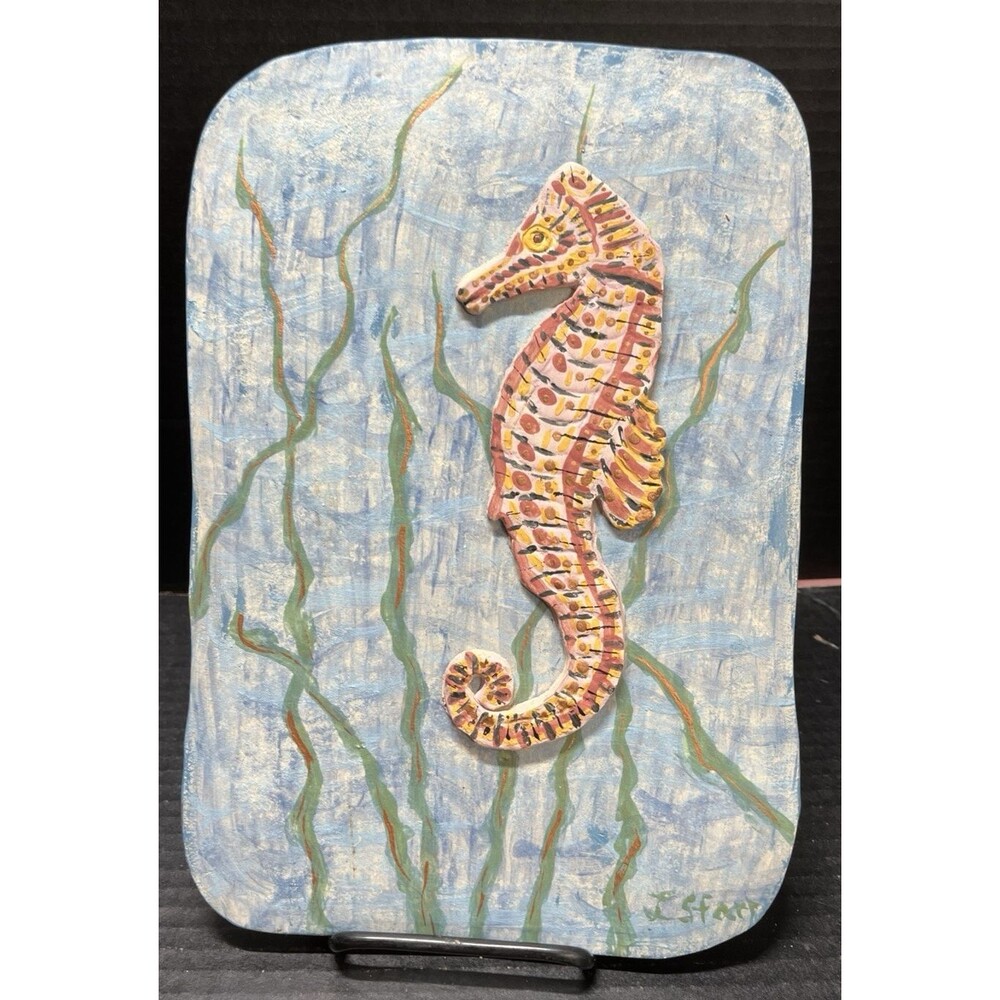 Blue Starr Gallery by Linda Starr Ceramic Seahorse Wall Hanging Nautical Coastal